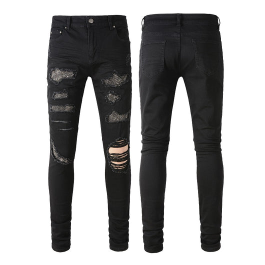 Jeans Slim Negros Elásticos con Detalles de Diamantes - Image 7