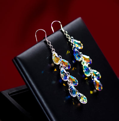 Aretes de Cristal con Aguja de Plata - Cortina de Cuentas Brillante - Image 10