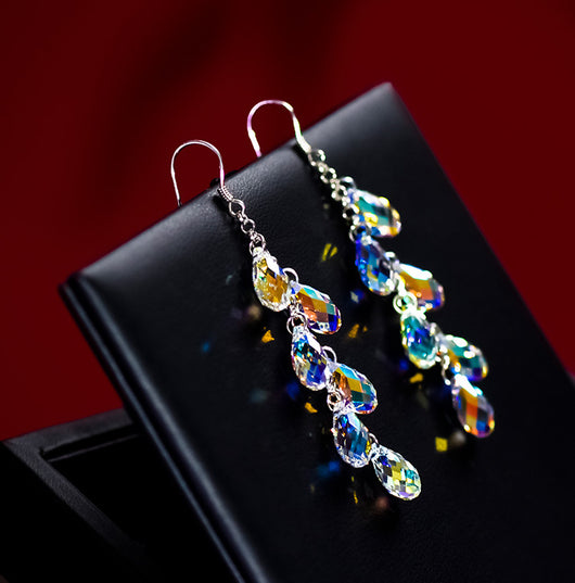 Aretes de Cristal con Aguja de Plata - Cortina de Cuentas Brillante - Image 10