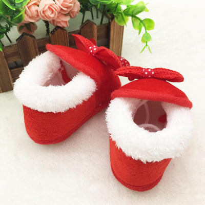 Zapatos de Bebé Niña con Moño y Forro Acolchado de Terciopelo