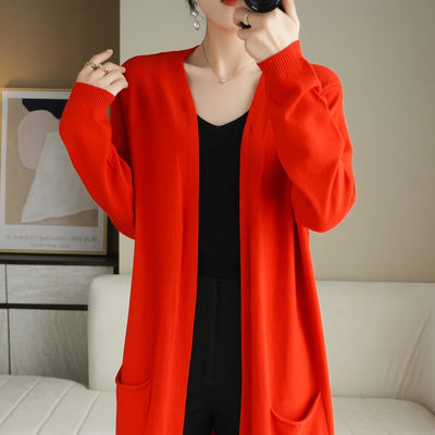 Cardigan Largo Tejido sin Cierre - Abrigo de Moda Versátil para Mujer - Image 3