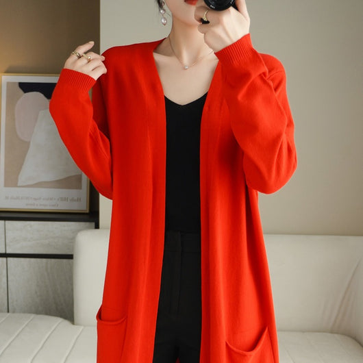 Cardigan Largo Tejido sin Cierre - Abrigo de Moda Versátil para Mujer - Image 3