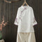 Blusa Tradicional China con Bordado y Cierre Retro en Algodón y Lino