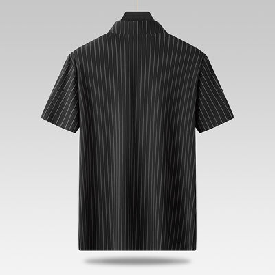 Camisa Casual de Talla Grande para Hombre con Cuello Cuadrado y Rayas en Tela Fresca - Image 2