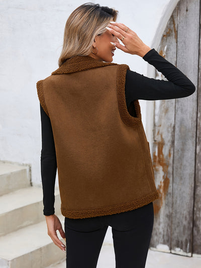 Chaleco de Gamuza con Cuello de Pana y Costuras Decorativas para Mujer - Image 13