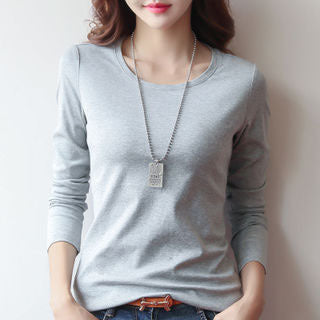 Camiseta Manga Larga Cuello Redondo para Mujer - Colores Sólidos - Image 11