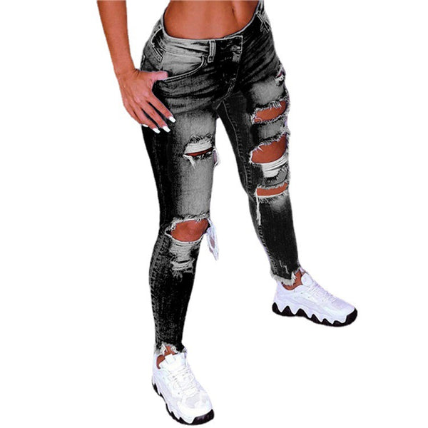 Pantalones Vaqueros Talle Bajo Levantacola con Rotos