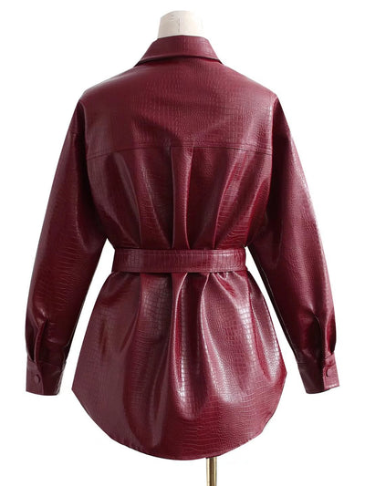 Chaqueta de Cuero con Bolsillos Dobles y Cuello Ajustable - Image 17