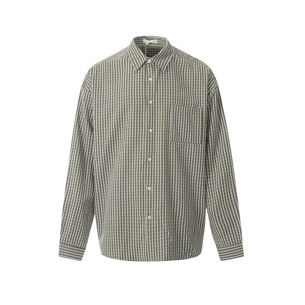 Camisa Cuadriculada Estilo Japonés Minimalista para Hombre - Image 6