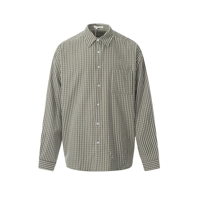 Camisa Cuadriculada Estilo Japonés Minimalista para Hombre - Image 6