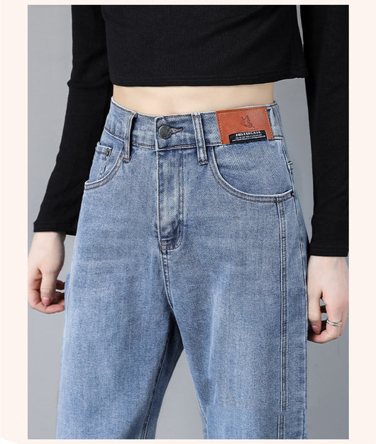 Pantalones Jeans Rectos Cintura Alta Estilo Daddy Harlan para Mujer - Image 10