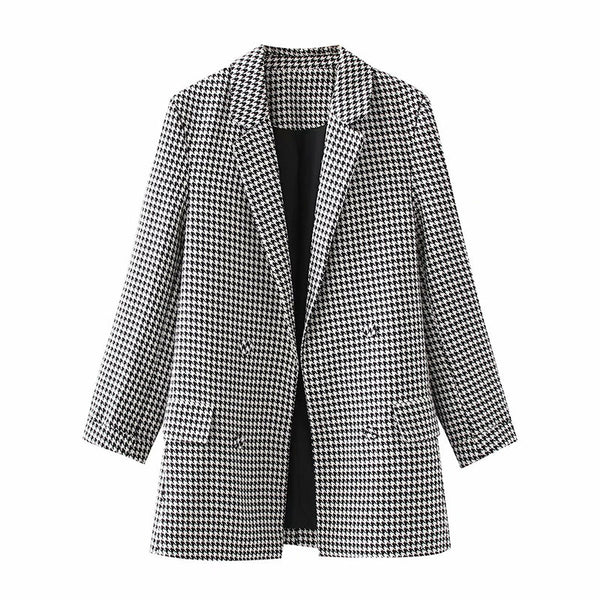 Blazer Retro Cuadros Doble Botonadura Estilo Europeo y Americano