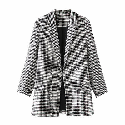 Blazer Retro Cuadros Doble Botonadura Estilo Europeo y Americano