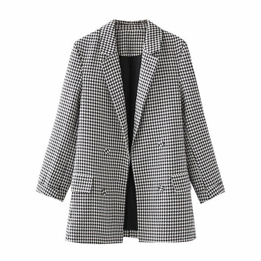 Blazer Retro Cuadros Doble Botonadura Estilo Europeo y Americano