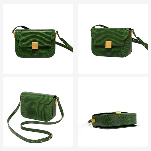 Bolso Bandolera Caballero Patrón Lagarto Cuero Retro Versátil - Image 5