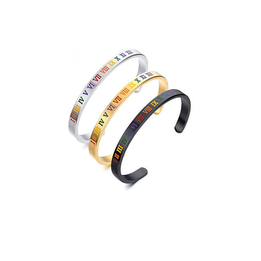 Pulsera de Acero Titanio con Números Romanos para Parejas - Image 8