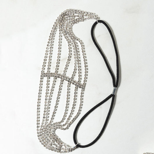 Diadema Elástica con Diamantes de Imitación - Cinco Filas de Brillantes - Image 7