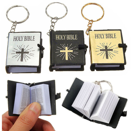 Mini Biblia Inglesa Llavero de Papel Real - Joyería Cristiana Portátil