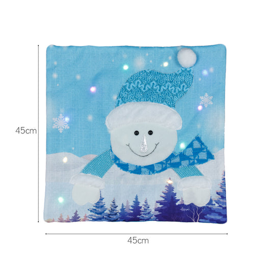 Juego de Fundas de Almohada Navideña Luminosas - Papá Noel y Muñeco de Nieve - Image 8