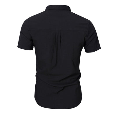 Camisa Denim Casual de Manga Corta sin Planchado para Hombre - Image 16