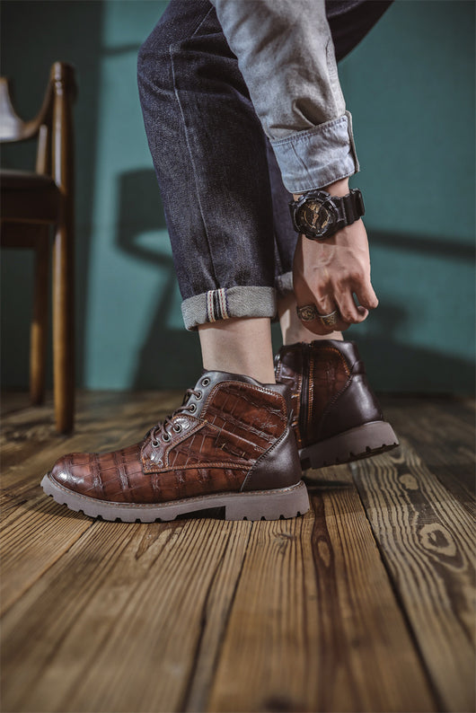 Botas de Cuero Retro con Cierre Lateral para Aventuras Urbanas - Image 36