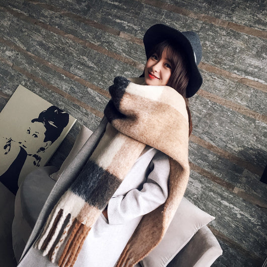 Bufanda Larga Estilo Coreano con Borlas - Abrigo Grueso para Otoño e Invierno - Image 5