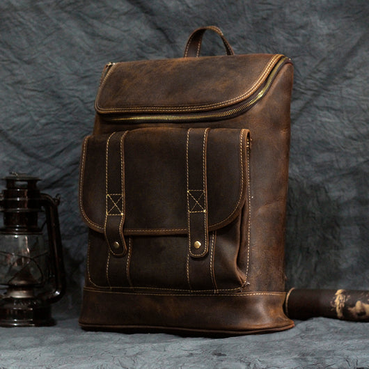 Mochila de Cuero Crazy Horse Estilo Retro para Hombre - Image 13