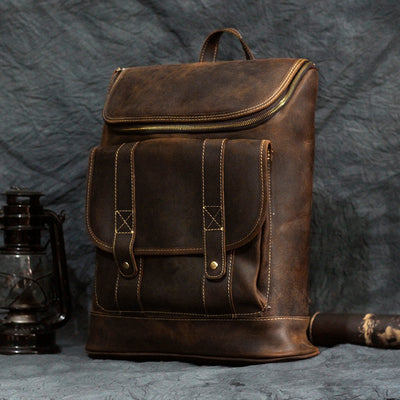 Mochila de Cuero Crazy Horse Estilo Retro para Hombre - Image 13