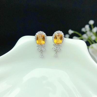 Aretes de Citrino Natural para Mujer - Cristales Purificados Energía Radiante - Image 2