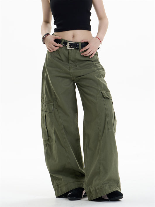 Pantalones Overol Cargo Mujer Cintura Alta Pierna Ancha Bolsillos Múltiples - Image 2