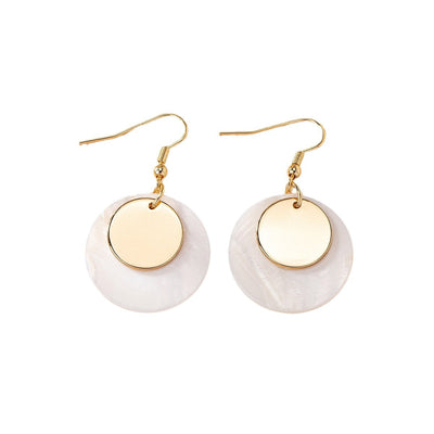 Aretes Disco de Concha Minimalista - Image 5