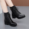 Botas Martin de Cuero para Mujer con Tacón Grueso, Plataforma y Suela Impermeable
