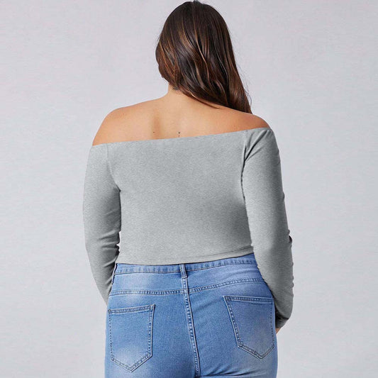 Blusa Elegante Fuera del Hombro Ajustada de Manga Larga para Otoño e Invierno - Image 2