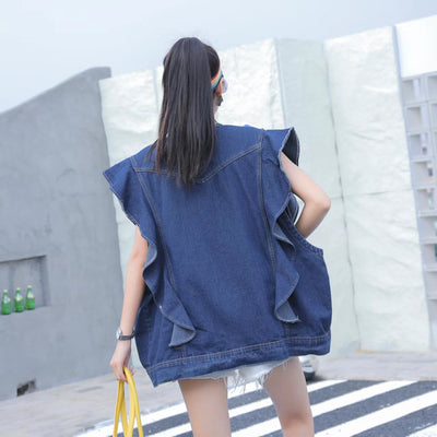 Chaleco Denim Reforzado con Tachuelas de Diamante y Ribete de Madera - Image 13
