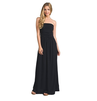 Vestido Strapless Casual con Bolsillos para Mujer