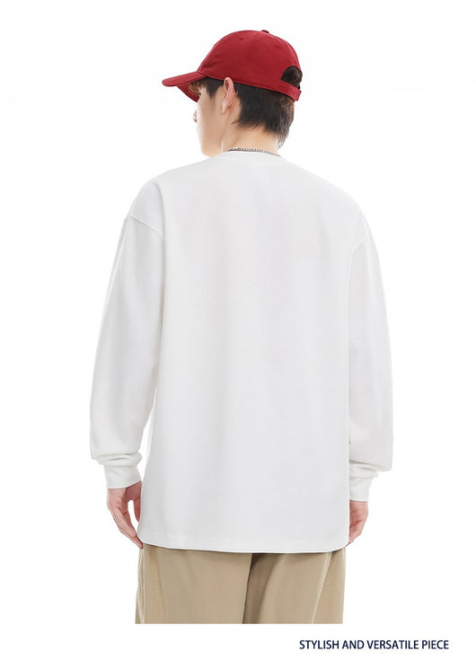 Camiseta Suelta de Cuello Redondo Manga Larga Básica para Hombre - Image 16