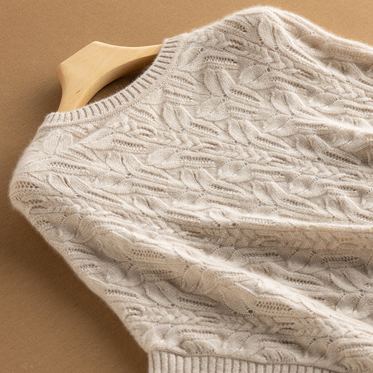 Capa Pullover de Cuello Redondo en Cachemira con Patrón Tridimensional Retorcido - Image 4