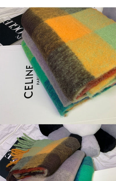 Bufanda de Cuadros Arcoíris en Faux Cashmere Cálido para Mujer - Image 20