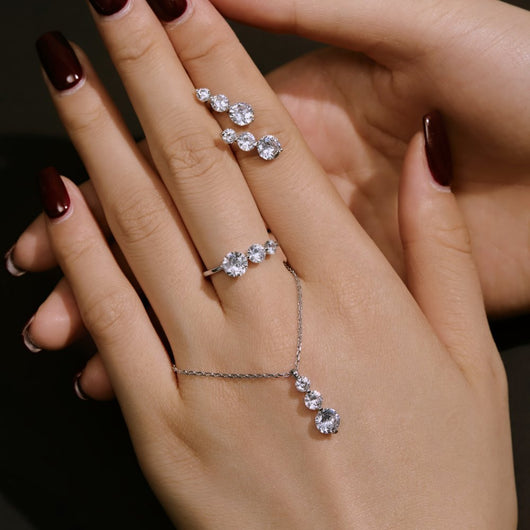 Conjunto de Anillo, Collar y Aretes de Plata 925 con Circonita Redonda - Image 14