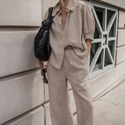 Conjunto Dos Piezas: Camisa Suelta Manga Larga y Pantalón Ancho Cómodo - Image 2