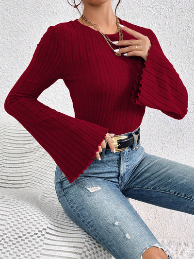 Blusa Vino Cuello Redondo Mangas Acampanadas - Prenda Versátil para Diario - Image 14
