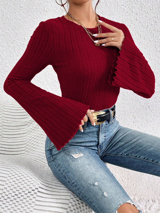 Blusa Vino Cuello Redondo Mangas Acampanadas - Prenda Versátil para Diario - Image 14
