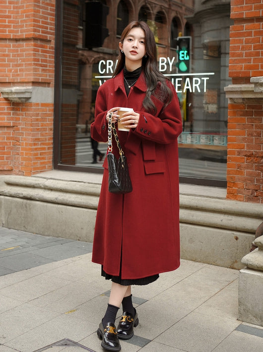 Abrigo de Lana Rojo con Moño para Mujer - Colección Otoño Invierno - Image 4
