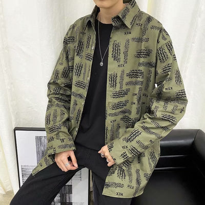 Camisa Jacket Suelta Estampada de Manga Larga para Hombre - Image 2