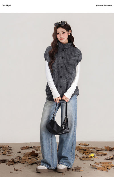 Chaleco Tejido Gris con Solapa - Abrigo Cálido para Mujer Otoño e Invierno - Image 9