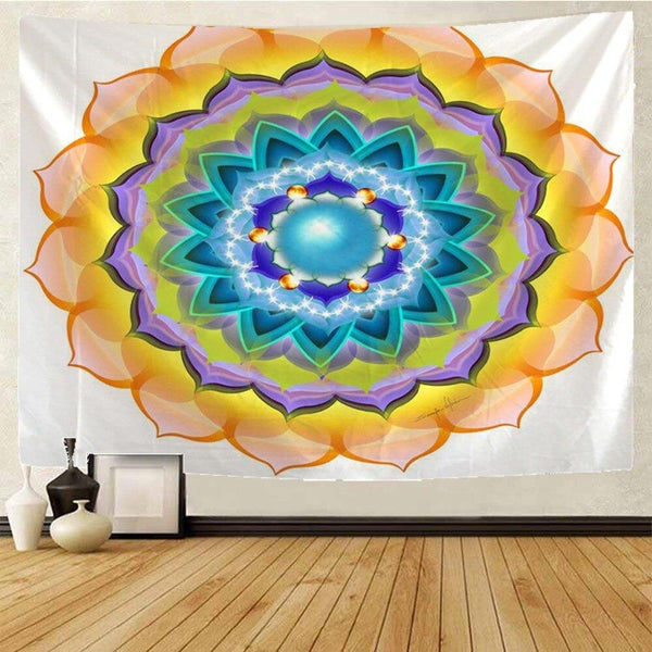 Tapiz Mandala Cítrico con Flores