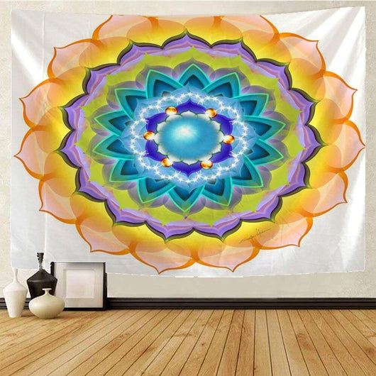 Tapiz Mandala Cítrico con Flores
