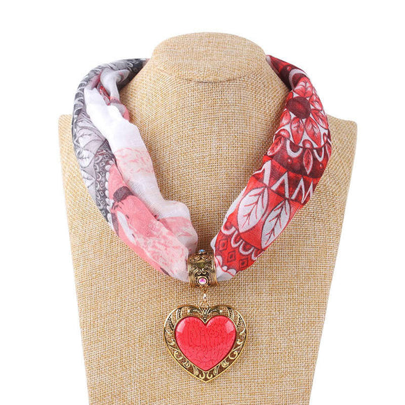 Collar Bufanda Étnico Corazón de Durazno para Mujer