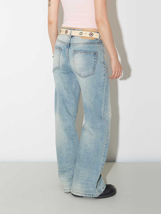 Pantalones Vaqueros de Pierna Ancha Cintura Alta para Mujer - Image 4