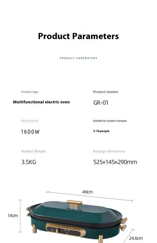 Sartén Eléctrica Multifuncional sin Humo - Parrilla y Olla Integrada - Image 24